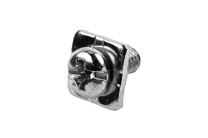 [E] น็อตยึดสายไฟ สแตนเลสชุบนิกเกิ้ล M4x8 mm พร้อมแหวนทรงสี่เหลี่ยม ขนาด 9x9 mm